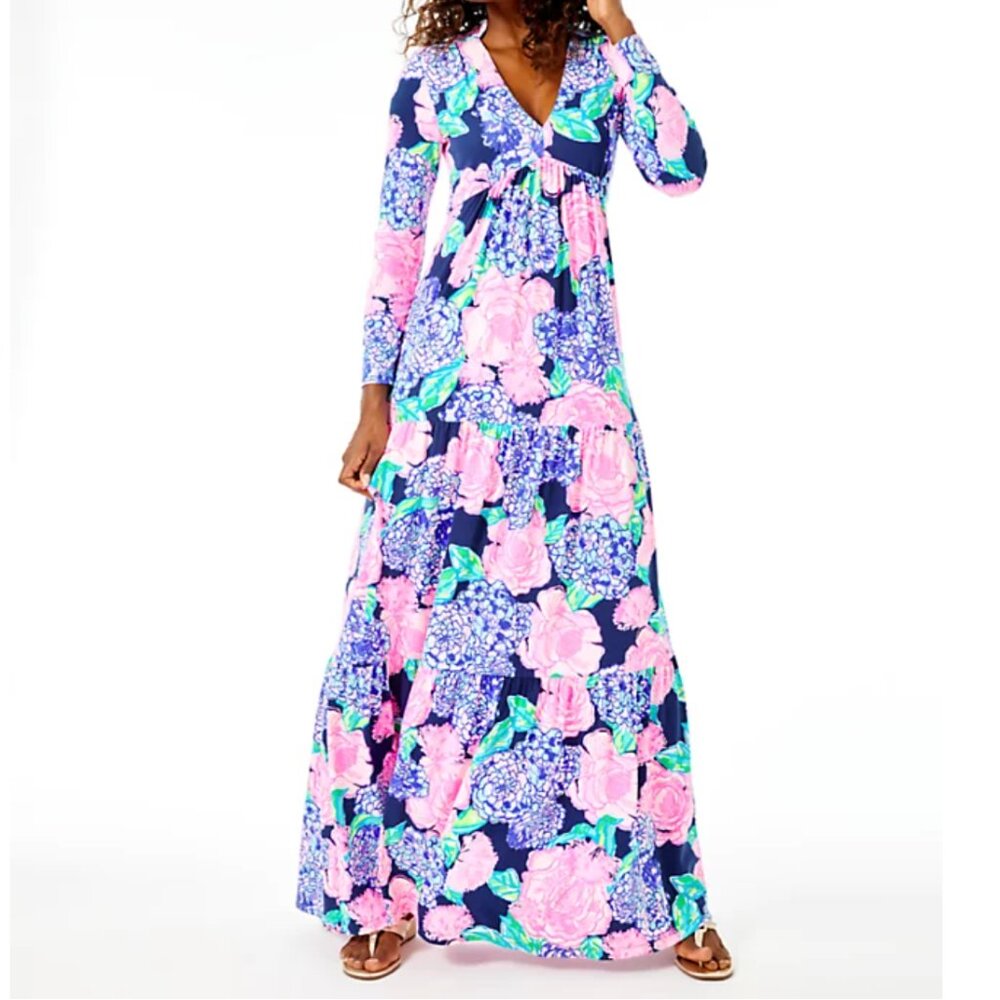 Lilly Pulitzer Floral Maxi Dress - Blue, Pink, Green